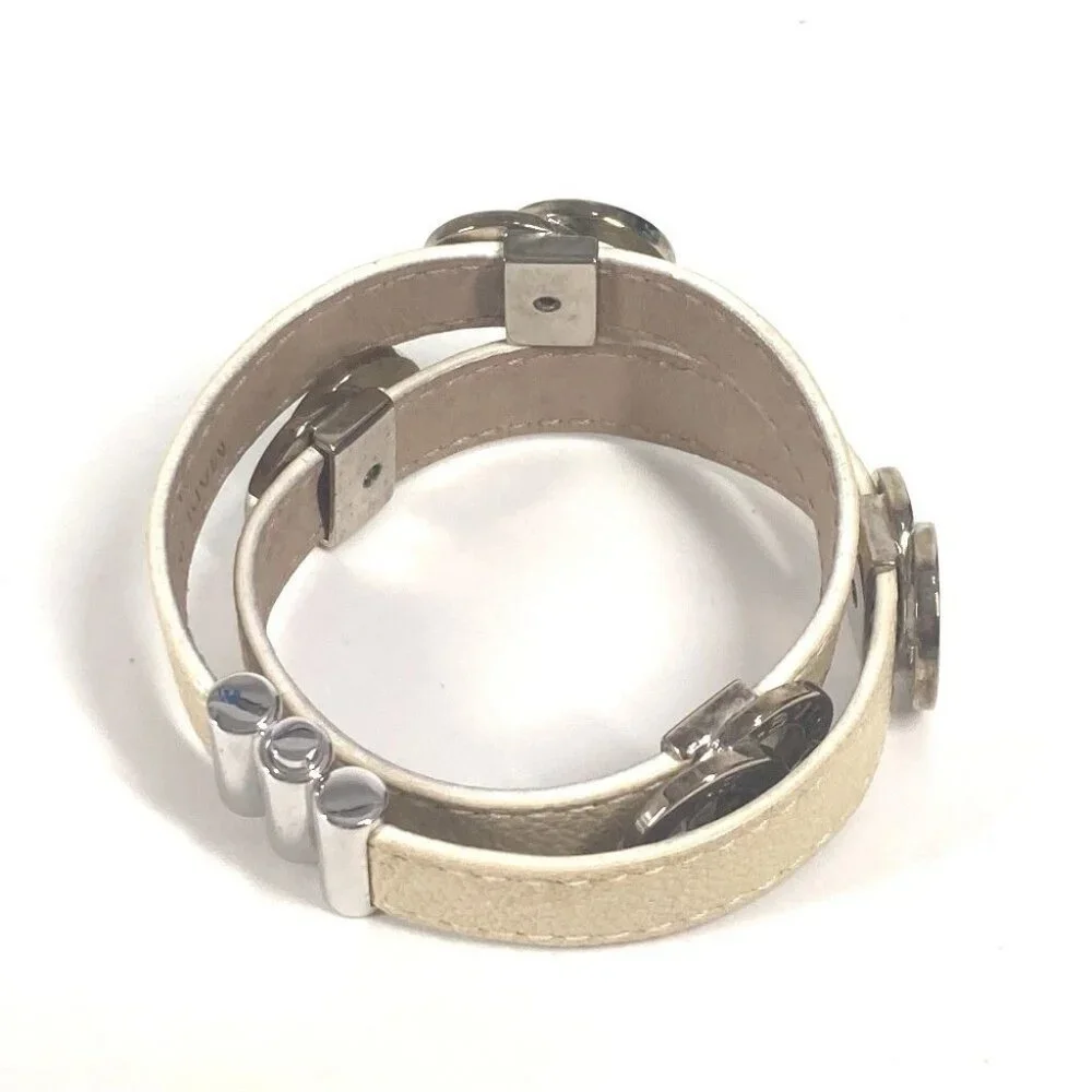 BVLGARI BVLGARI BVLGARI Logo Double Coiled Double Bracelet Leather Beige/Gold